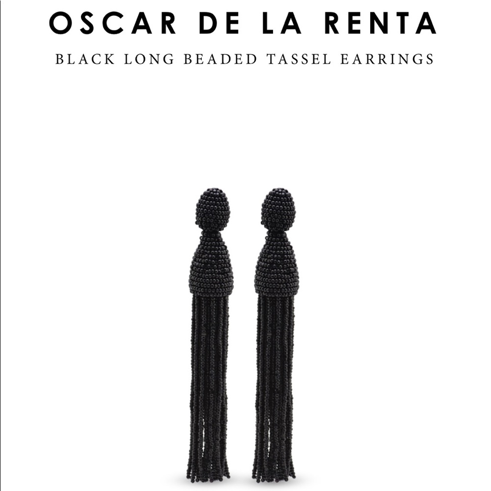 Oscar de la Renta Long Beaded Tassel Earrings
